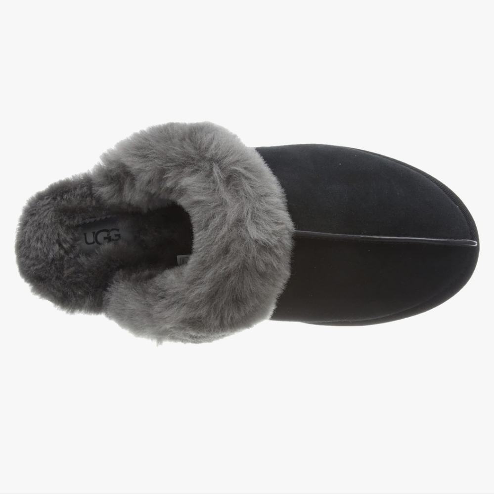 Ugg size 10 black sheepskin slippers back /grey new in the box - Picture 3 of 9
